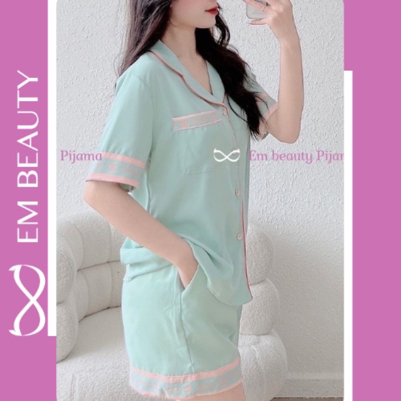 Pijama lụa EMBEAUTY đồ ngủ nữ, bộ mặc nhà FREESHIP TẶNG QUÀ_EM12