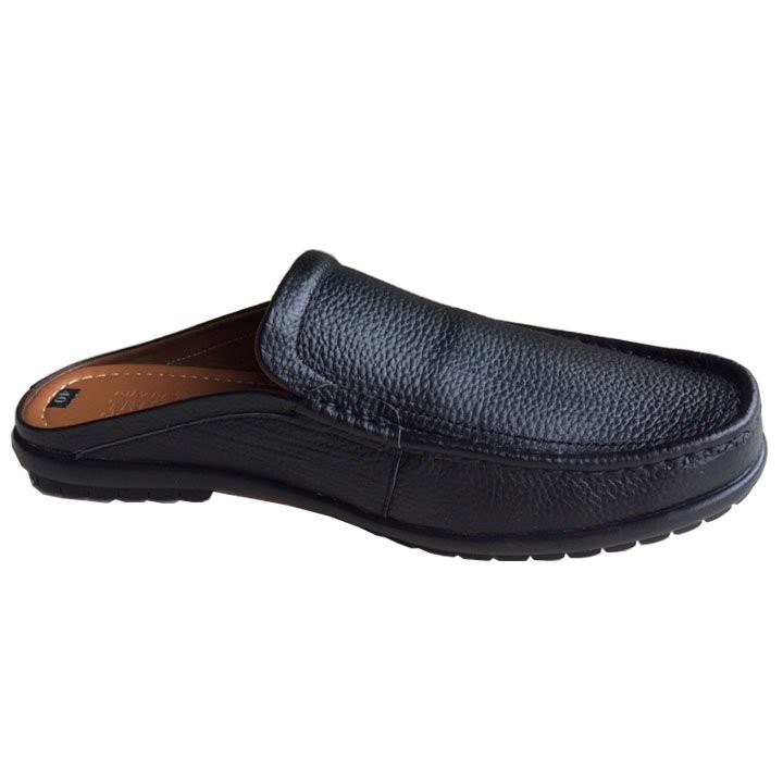 Giày Sục nam da bò cao cấp màu đen đề cao su SN189