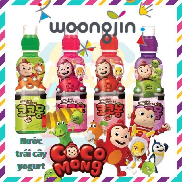 Nước Trái Cây Hàn Quốc Bổ Sung Lợi Khuẩn Tốt Cho Hệ Tiêu Hóa Của Bé, Sữa Chua Uống Cocomong Của Hãng Woongjin Chai 200ML