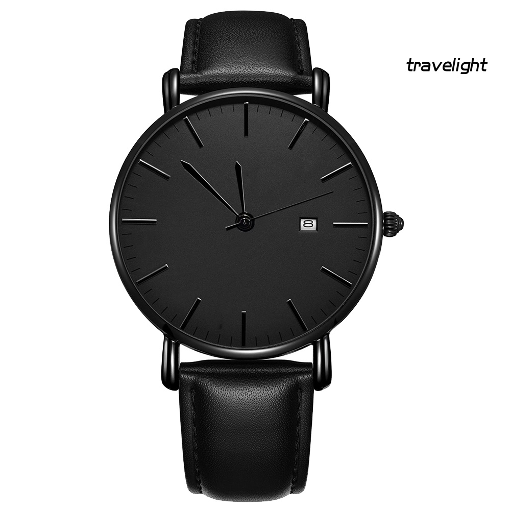 Đồng Hồ Nam Dây Giả Da Có Lịch Thời Trang