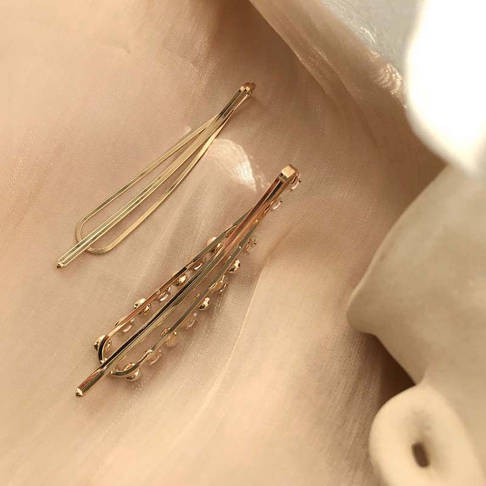 Kẹp tóc kim loại đính ngọc trai nhân tạo thời trang cho nữ