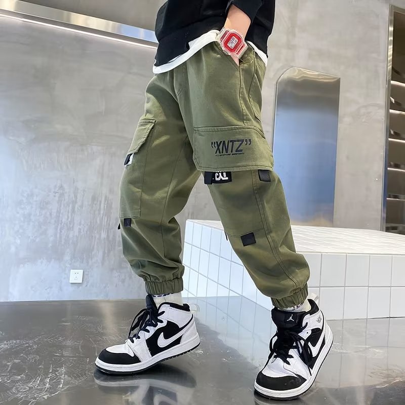 Quần Cotton Nguyên Chất 3 Túi Lớn Phong Cách Hàn Quốc Chống Mài Mòn Mùa Thu Đông Thường Ngày Cho Bé Trai