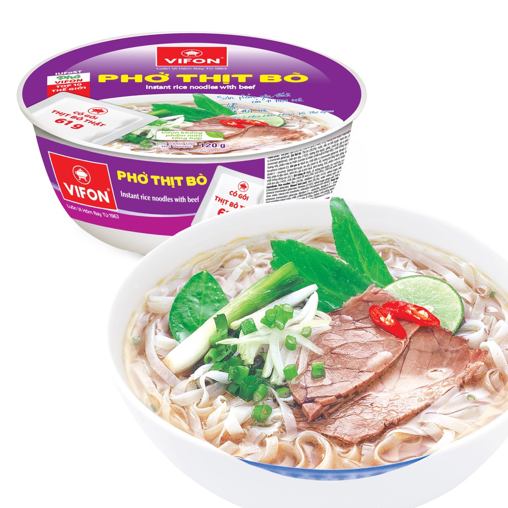 [UY TÍN] Thùng 12 Tô Phở Thịt Bò Có Thịt Thật VIFON 120g/Tô [CHÍNH HÃNG]