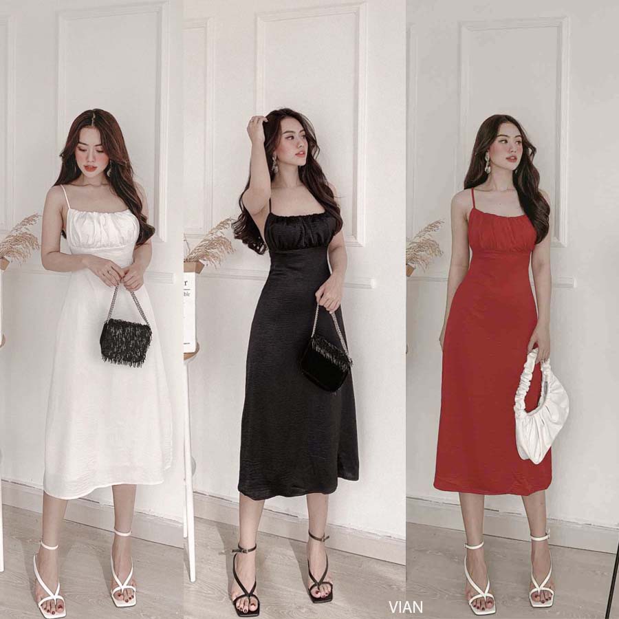 NAPUBEE Đầm Maxi Hở Lưng Đan Dây Thiết Kế - Váy Dự Tiệc Nhún Ngực VIAN DRESS
