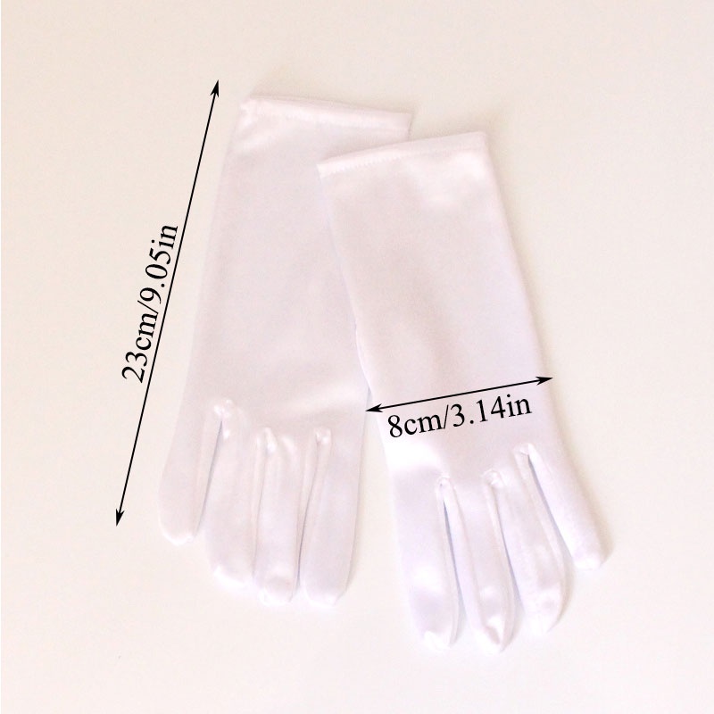 1 Đôi Găng Tay Satin Ngắn Màu Trắng Đen Đỏ Cho Cô Dâu