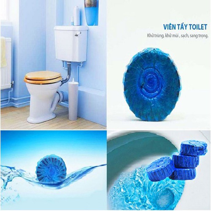 Viên tẩy bồn cầu toilet nhà vệ sinh bong bóng màu xanh khử mùi hôi diệt khuẩn chống ố vàng dạng nén youngcityshop 30.000