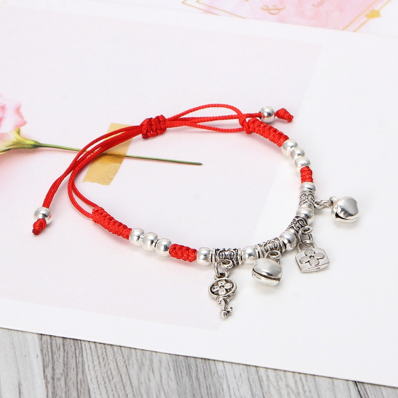 Mary Vòng Tay Dây Đỏ May Mắn Đính Chuông Màu Đỏ May Mắn Cho Học Sinh