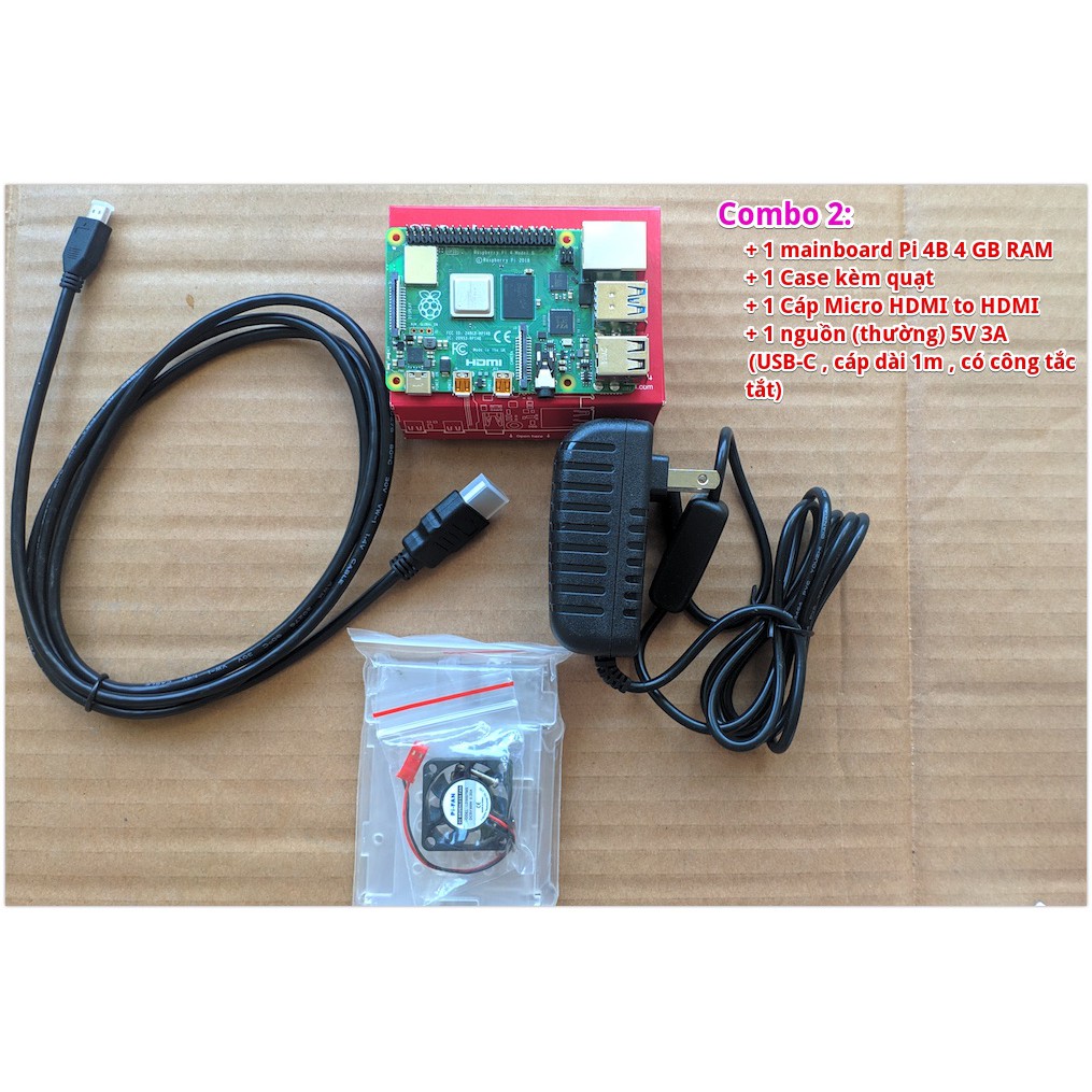 Máy tính Raspberry Pi 4 (4B) 2019 Rev 1.2 - Bản RAM 4GB hoặc 2 GB RAM