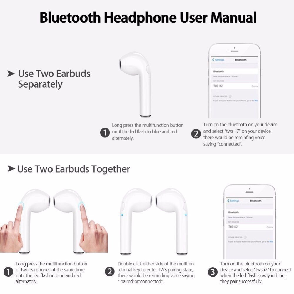 Còn hàng i7s TWS earphone earbuds Tai nghe không dây bluetooth 5.0 Tai nghe thể thao Tai nghe nhét tai Tai nghe trong tai không dây có Mic Cho tất cả điện thoại thông minh