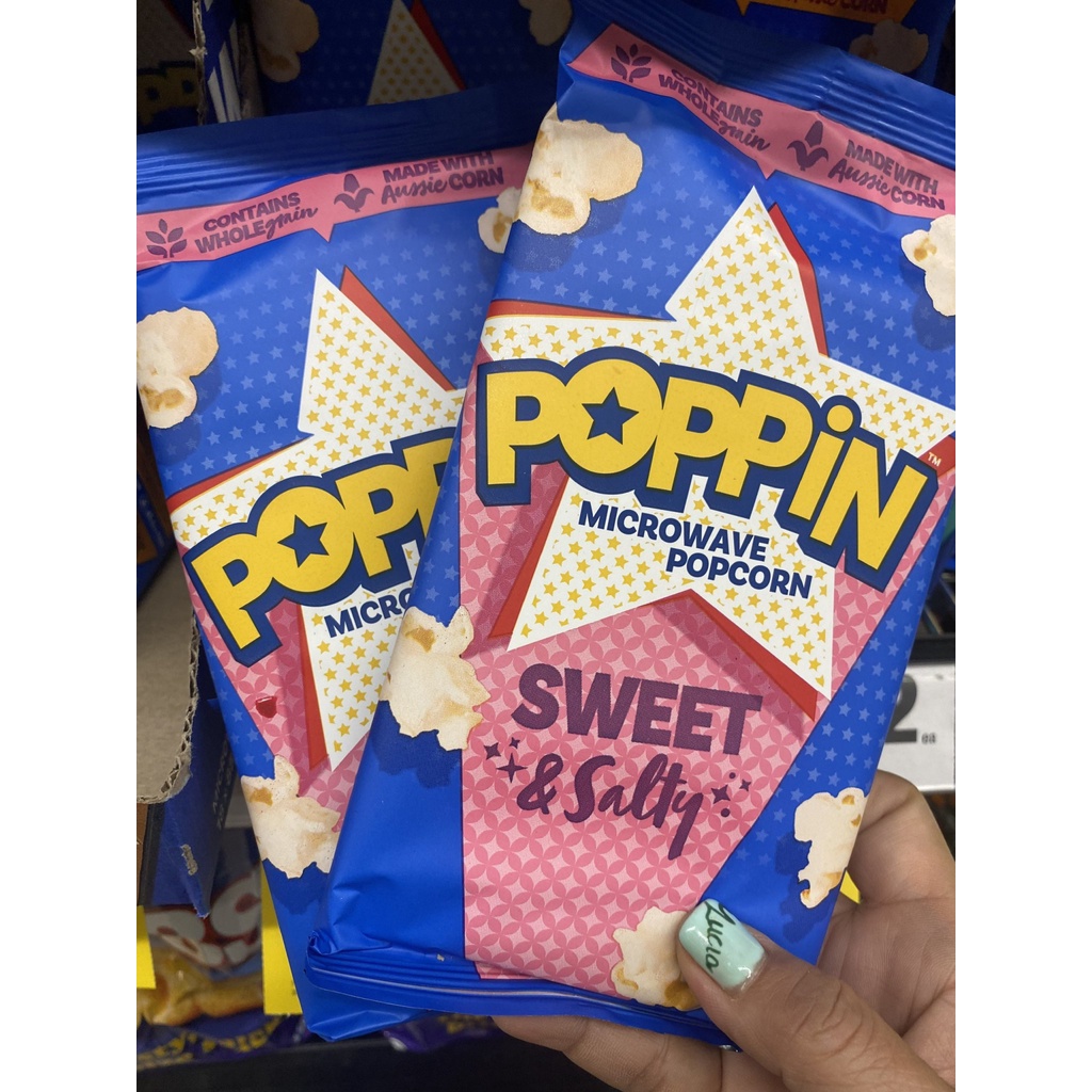 Bắp nổ lò vi sóng Poppin gói lẻ 100g/ hộp 4 gói 400g xuất xứ úc