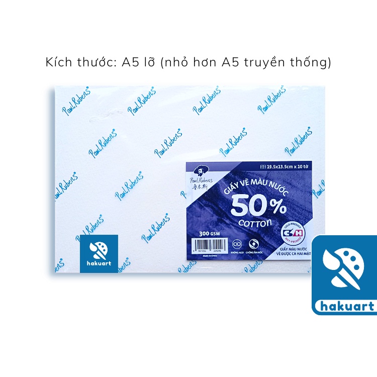 Giấy Vẽ Màu Nước, Vẽ Được Cả 2 Mặt Hot &amp; Cold Paul Rubens 300gsm Cotton 50% - Họa Cụ Hakuart