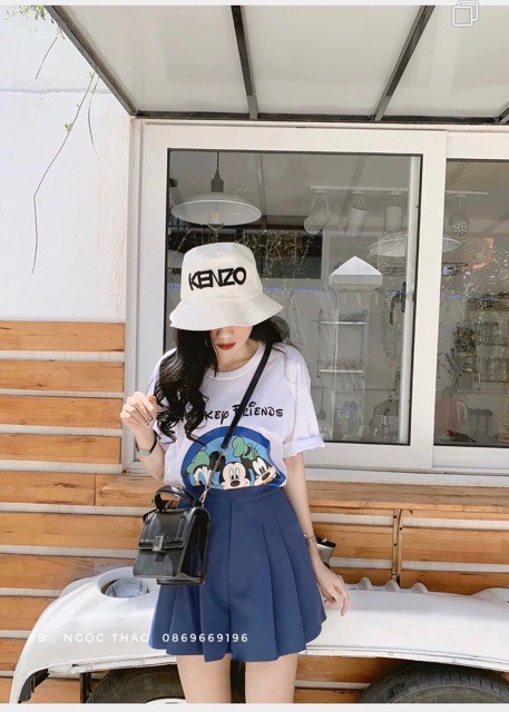Áo phông giấu quần mix sooc ống váy