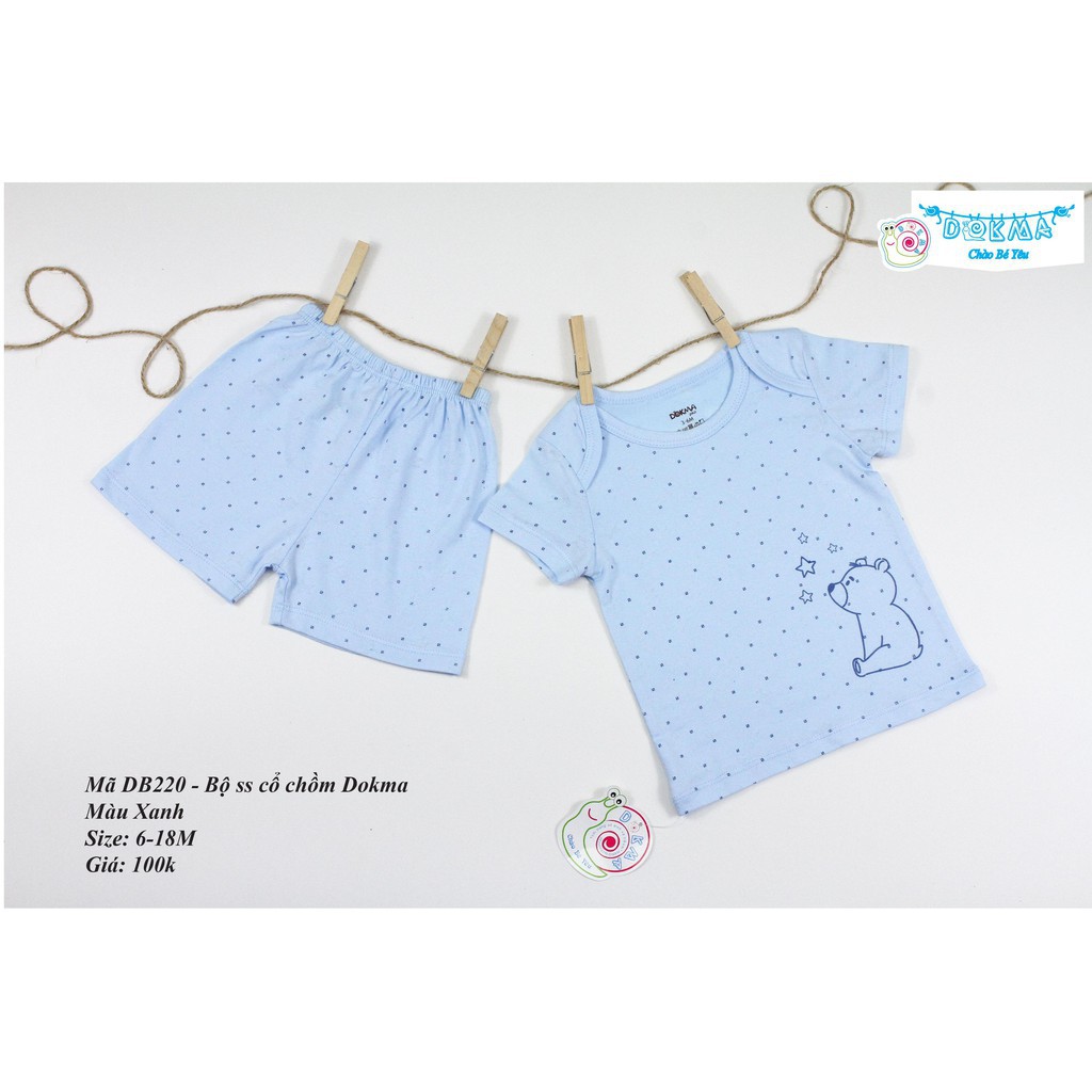 Dokma - Bộ ss cổ chồm cộc tay cho bé chất xước dạng lỗ siêu mát 6-18M DB220