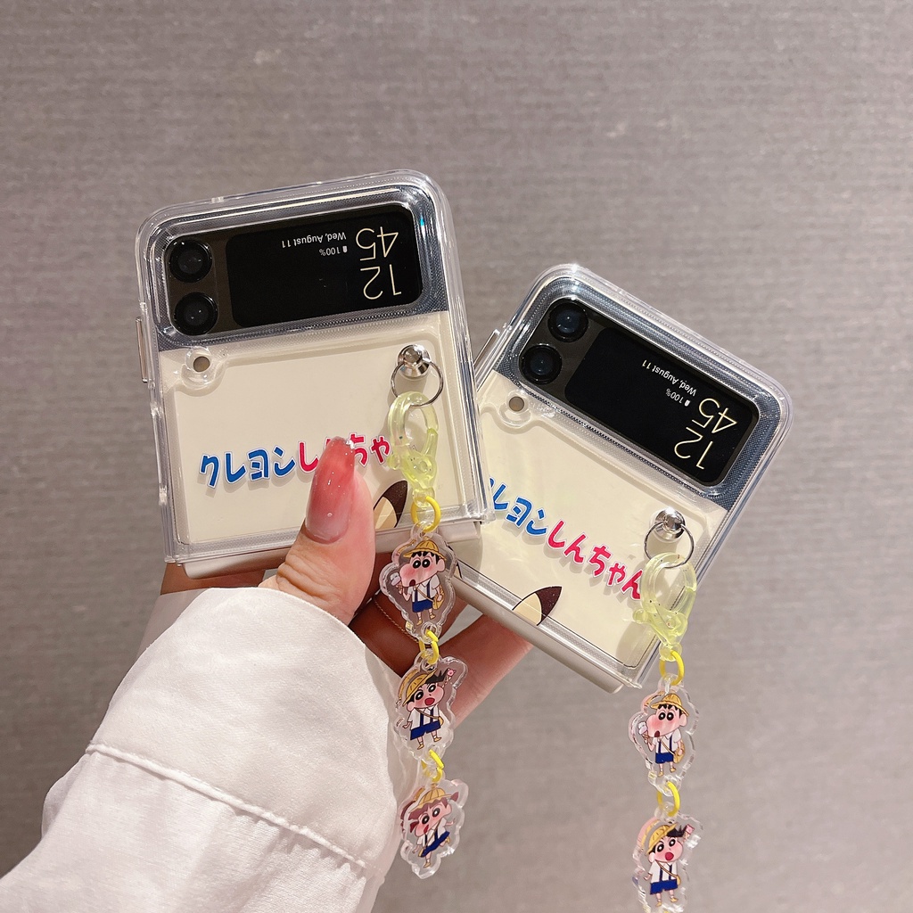 Ốp Điện Thoại PC Cứng Trong Suốt Chống Sốc Hình Cậu Bé Bút Chì Cho Samsung Galaxy Z Flip 3 5G