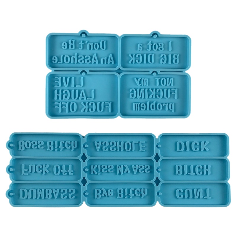 Sa Set 2 Khuôn Làm Móc Khóa Bằng Nhựa Resin In Chữ Bad Words