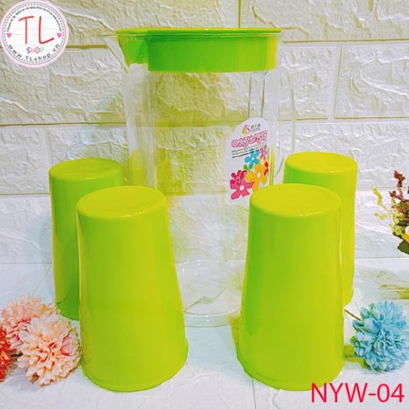 BỘ BÌNH LY NHỰA (BÌNH + 4 LY) - COMBO BÌNH LY NHỰA - ĐỒ GIA DỤNG