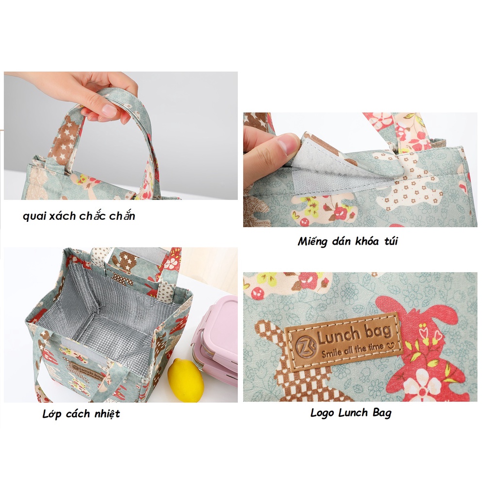 Túi Đựng Cơm Giữ Nhiệt Hoạ Tiết Tropical Vải Oxford Chống Thấm Nước.#TGNL4902