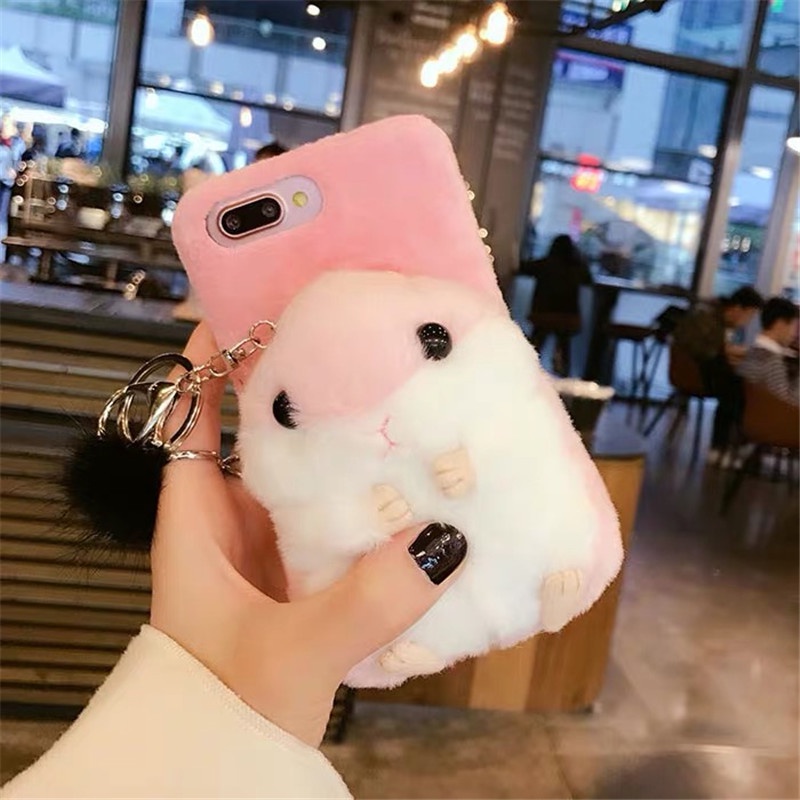 Winter cartoon plush hamster doll suitable for iphone6/6S/6Plus/6SPlus super cute 7/8/7Plus/8Plus/x/xs/xs max Tricholoma matsutake 11/11pro max