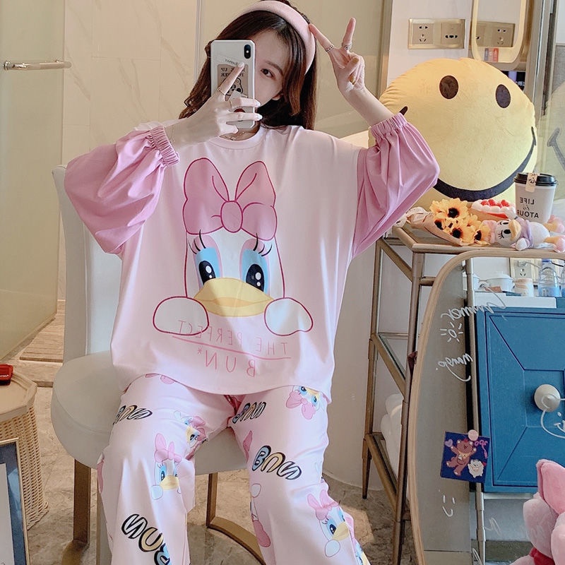 Disney Bộ Đồ Ngủ Tay Dài In Hình Vịt Donald Dễ Thương Thời Trang Xuân Thu Cho Nữ | BigBuy360 - bigbuy360.vn