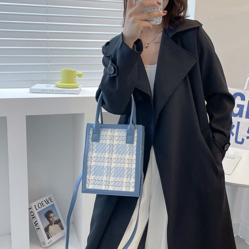 Túi tote vintage caro hàn quốc túi hộp đeo chéo mùa hè túi xách đơn giản đeo vai nữ