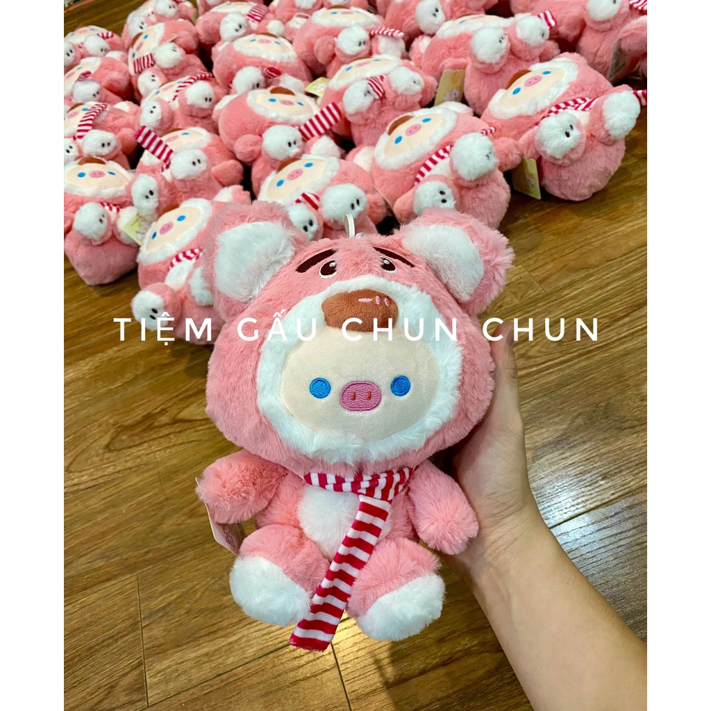 Gấu bông thú nhồi bông heo cosplay Losto dâu 25cm