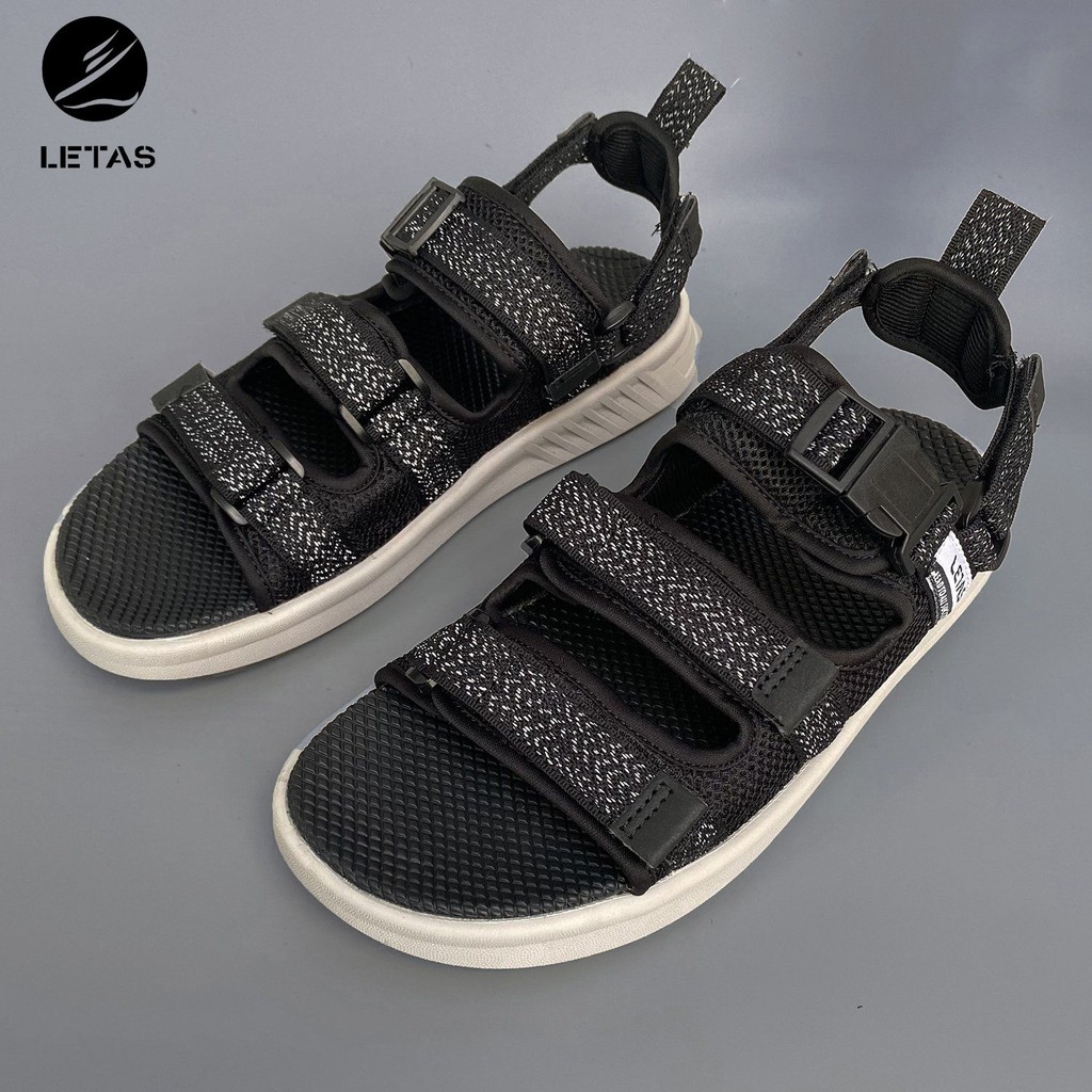 Sandal Unisex Letas Phản Quang D1003 Đen Ghi