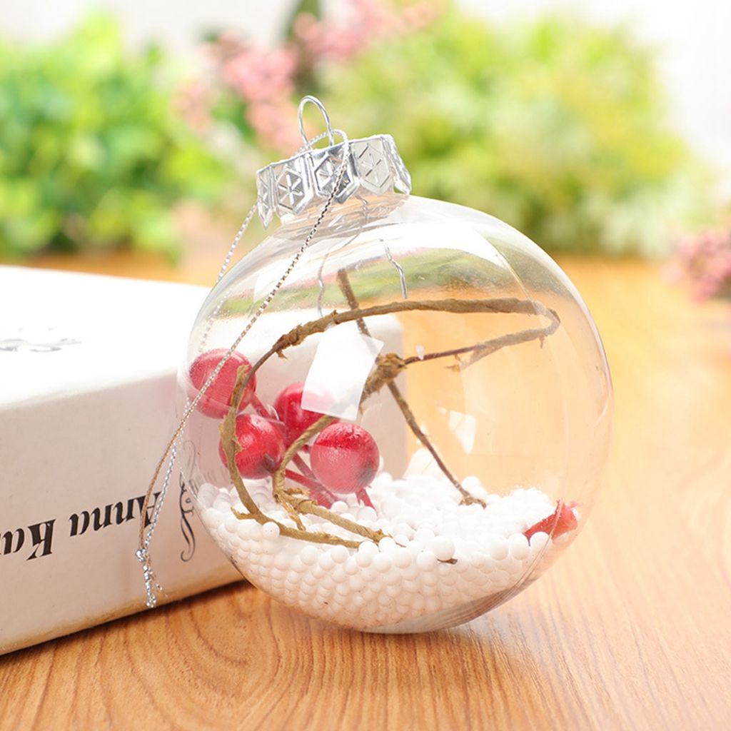 EXPEN Cute Christmas Pendant Filling Berry Home Decoration Xmas Tree Ornaments Transparent Hollow Crafts Hanging Ball Festival Gift Multi-Style Decorative Balls