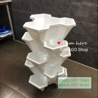 COMBO 2 THÁP Trồng cây, chậu trồng cây xếp tầng 6 tầng 1 tháp