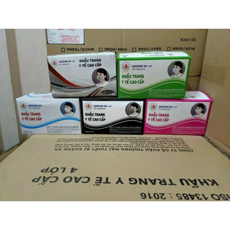 Hộp 50 cái khẩu Trang y tế 4 lớp kháng khuẩn thương hiệu Khánh An
