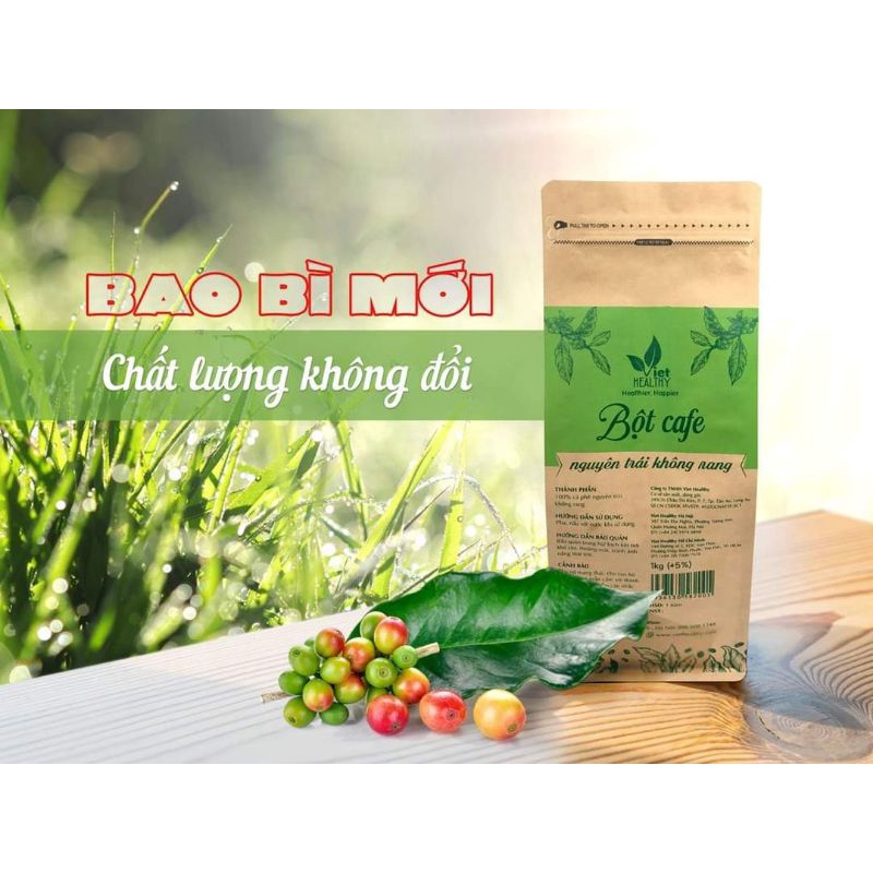 Bột Cà Phê xay Nguyên Trái, không rang Viethelthy 1 kg thải độc đại tràng cafe, thụt tháo COFFEE ENEMA, Gerson