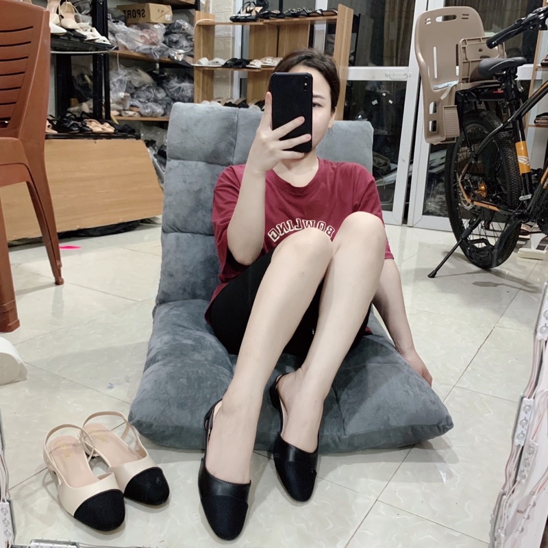 Giày sandal bít mũi đế bệt quai cài hàng cao cấp phong cách tiểu thư nhẹ nhàng