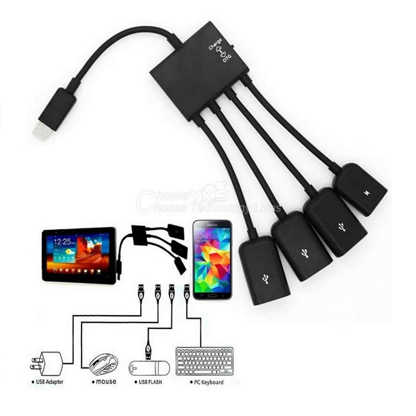 Cáp Micro USB OTG hỗ trợ sạc nguồn cho điện thoại, máy tính bảng