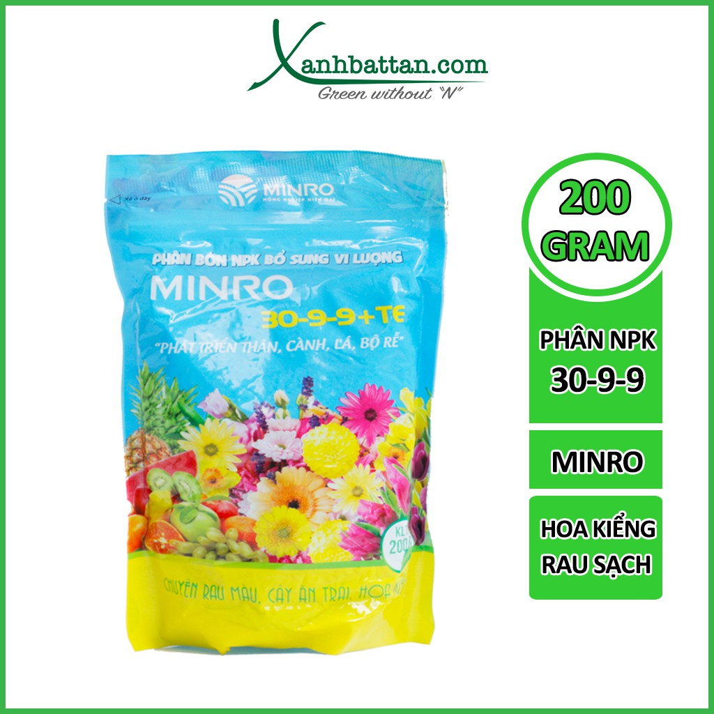 Phân bón NPK MINRO 30-9-9 +TE 200 gram