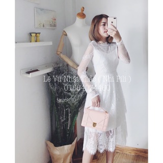 Đầm ren trắng tầng