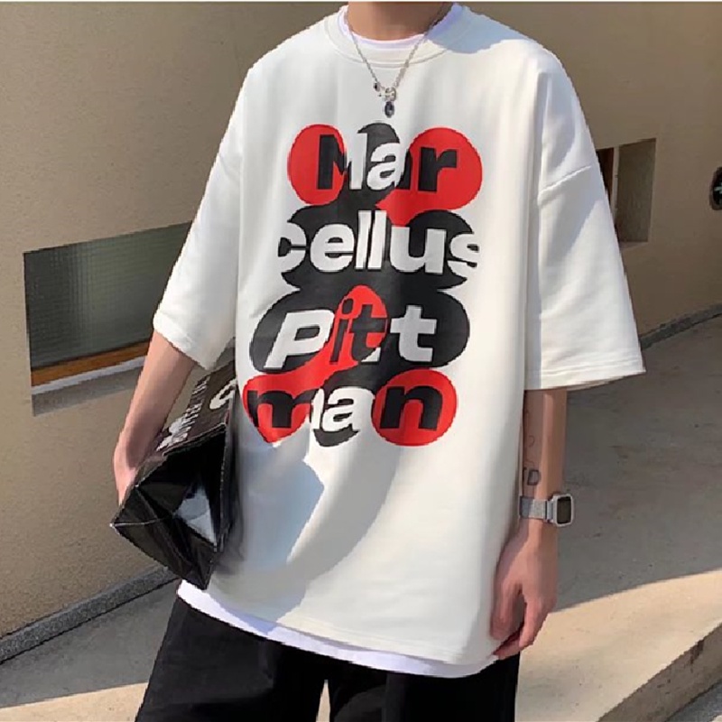 Áo Thun Tay Ngắn Dáng Rộng In Chữ Phong Cách Hàn Quốc Thời Trang Mùa Hè Cho Nam Và Nữ size M-5XL