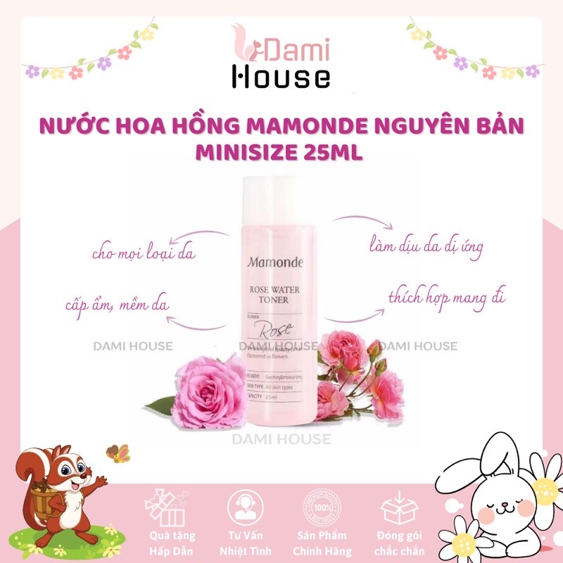 (Minisize 25ml) Nước hoa hồng Mamonde rose water toner cấp ẩm mịn da