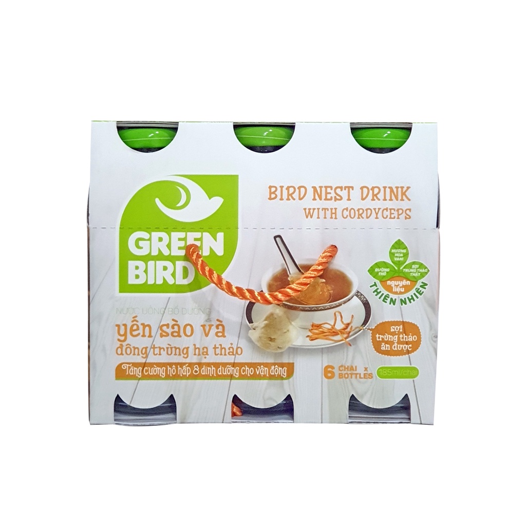 [LỐC 6 CHAI] Yến Sào Đông Trùng Hạ Thảo GreenBird NUTRINEST x 185ml