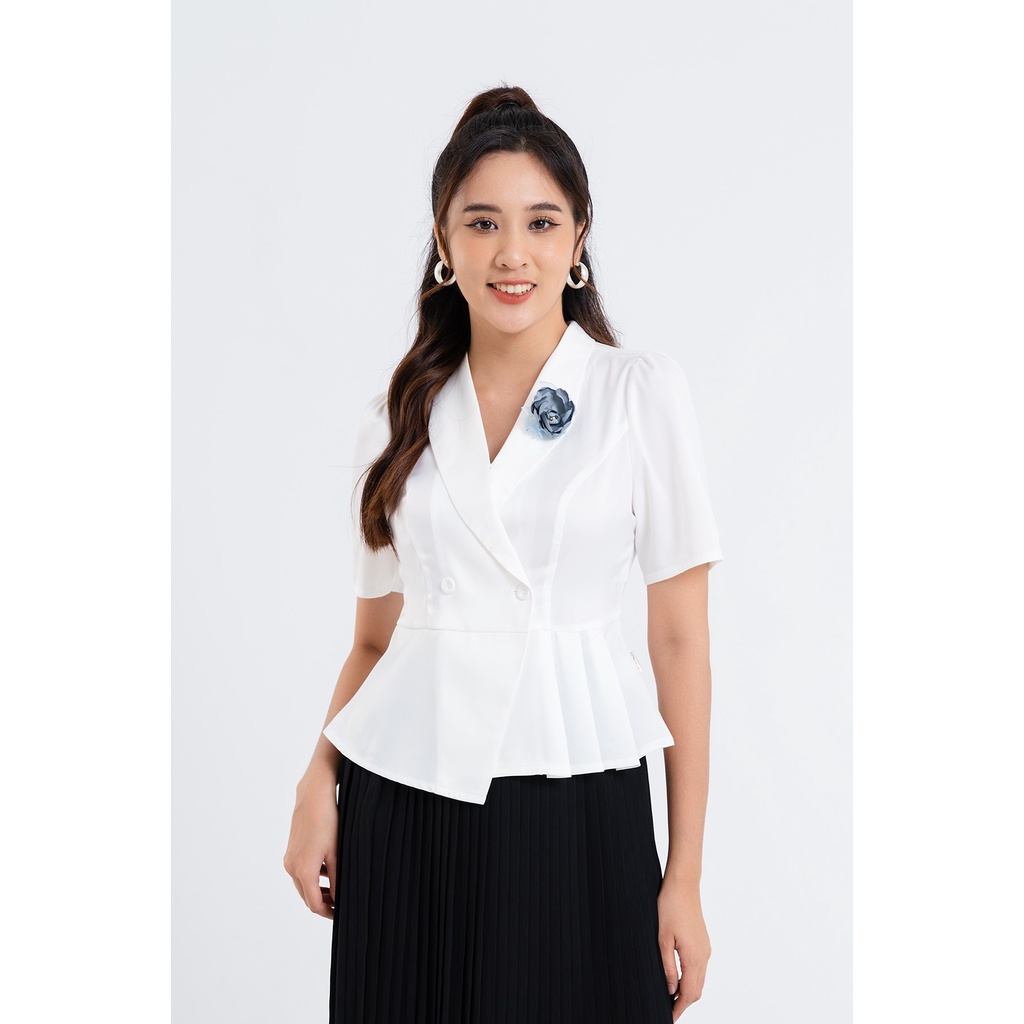 Áo Kiểu LAMER Xếp Ly Eo Hoa Cài L61H22H073
