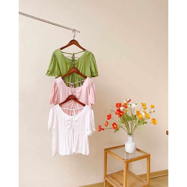 Áo sơ mi nhún ngực buộc dây lưng 65a16 by germe