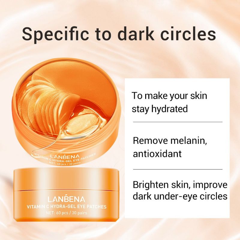 Mặt nạ mắt LANBENA Hygra gel chưa vitamin c và colagen giúp làm dưỡng ẩm làm sáng quầng thâm và ngăn ngừa nếp nhăn 60cái