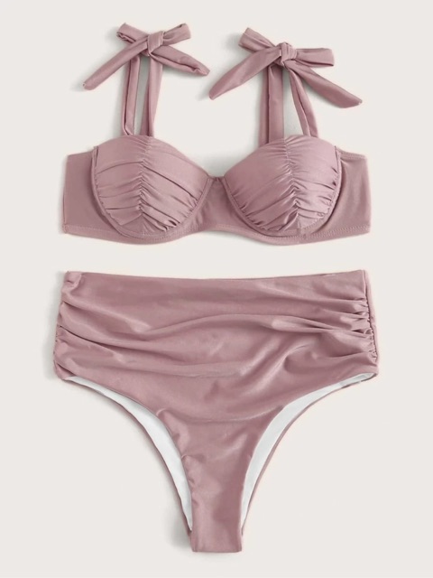 [BKN514] &lt;ÂU&gt; SET BIKINI CUPSO HỒNG NƠ VAI (CÓ GỌNG) (CẠP CAO)