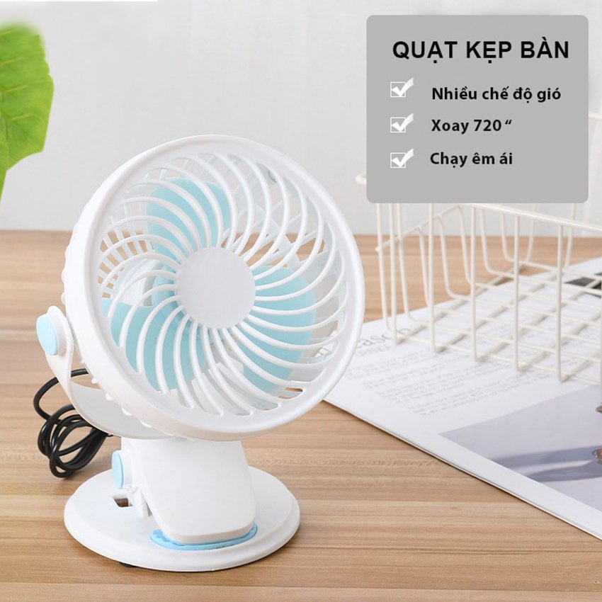 Quạt tích điện mini để bàn SeaSy SS74 3 chế độ gió siêu mát xoay 720 độ