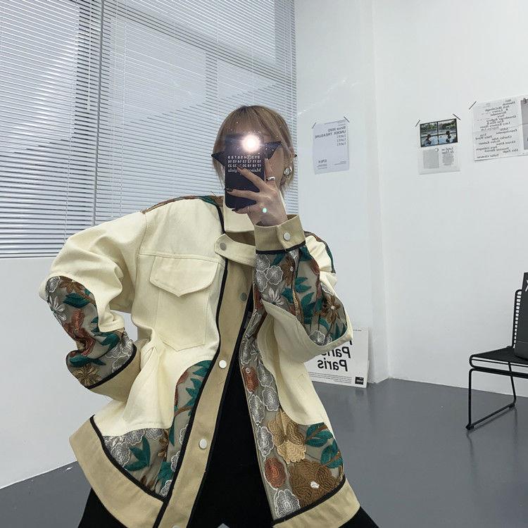 Áo khoác dáng rộng thêu họa tiết phong cách hiphop thời trang cá tính cho nam