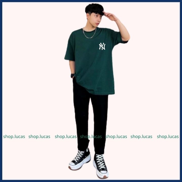 Áo Thun MLB LA NY Xanh Lá Cây Đậm Nam Nữ Áo Phông Xanh Rêu Unisex bigsize XXL 2XL shop.lucas