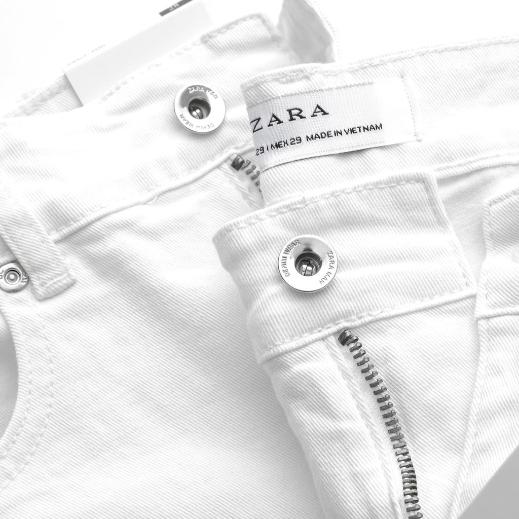 Quần jeans ZARA trắng trơn skinny 0413 TuanStore