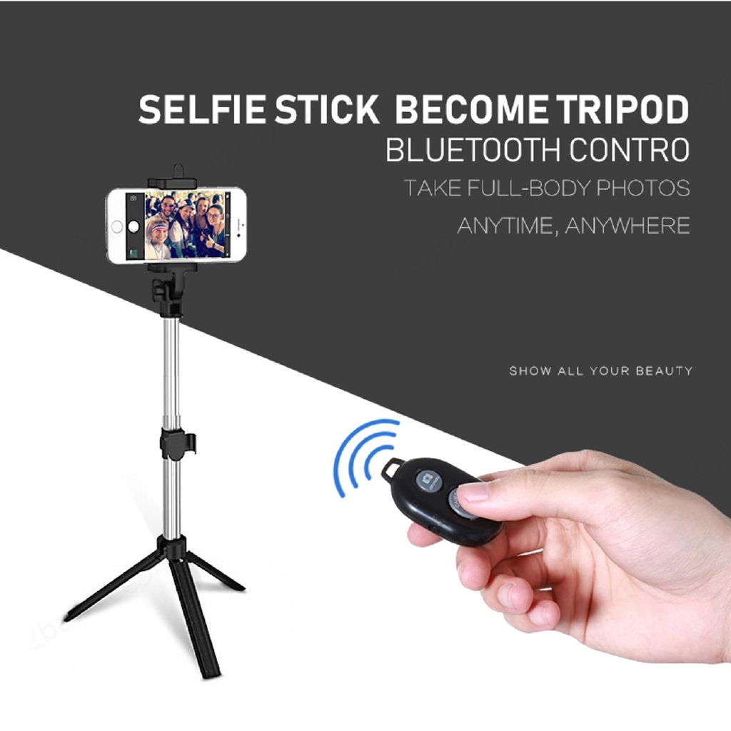 Gậy Chụp Ảnh Selfie 3 Trong 1 Kết Nối Bluetooth Cho Điện Thoại Ios Android