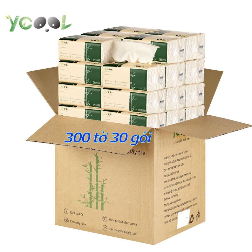 Giấy ăn gấu trúc Ycool khăn giấy tre thùng 30 gói Không chất tẩy Trắng 1 gói 300 tờ