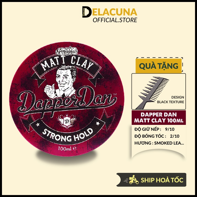 Sáp vuốt tóc nam Matt Clay Dapper Dan chính hãng giữ nếp cao cấp Delacuna DD03