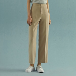 Andabove - Quần tây nữ ống Suông dây kéo trước - Straight Pants - Màu Beige