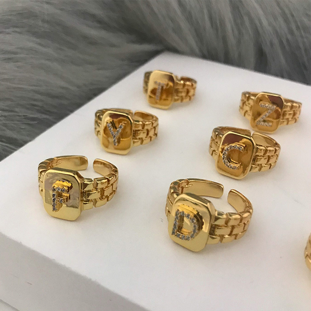 Nhẫn Đeo Tay Kim Loại Khắc Chữ A-Z Thời Trang Cho Nữ